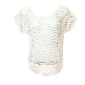 Vintage 80s 90s D'flore Company Woven Mesh Sheer Top in Off White Size S